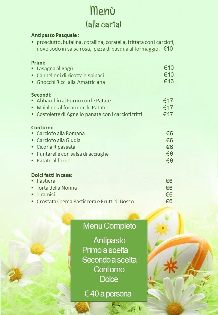 Pasqua e Pasquetta delivery e asporto a Roma
